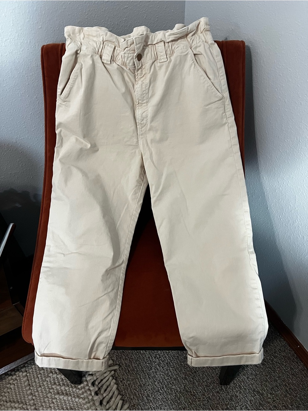 MOTHER Cream Paperbag Waist Chino Pants